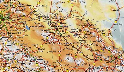 نقشه مسير تلگرافچي فرنگي در سفر اصفهان، يزد و كرمان